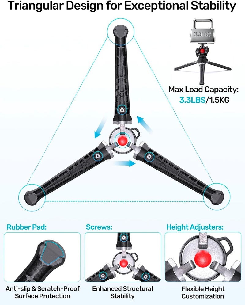 Etour Webcam Tripod Stand, Height Extendable Tripod with 360° Swivel Balhead for Webcam/Camera/Phone, for NexiGo N60 Logitech Webcam C920 C922 C922x C925e C930 C930e C615 Brio 4K with 1/4" Thread - Image 3
